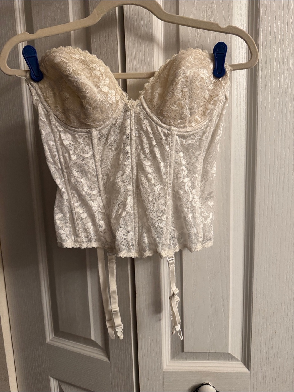Frederick's of Hollywood White Lace Longline Bustier